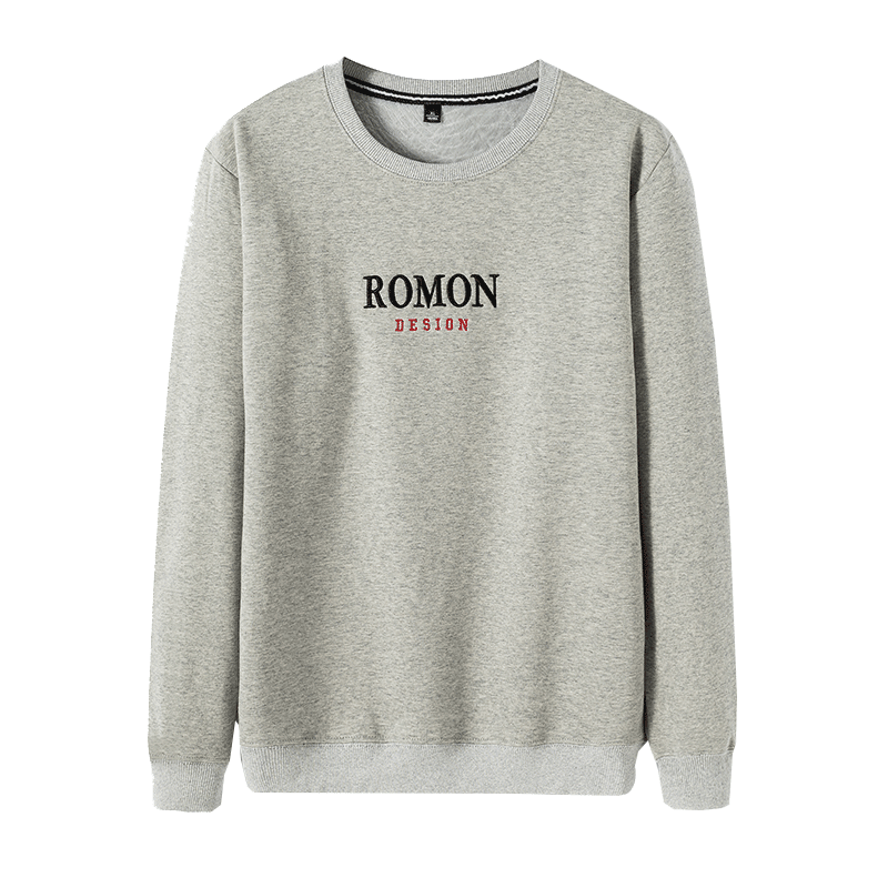 罗蒙(ROMON)春季男士休闲舒适纯棉卫衣 22J6588 浅灰 M