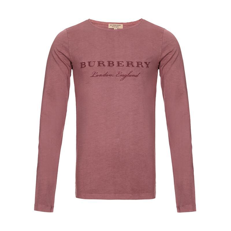 BURBERRY 博柏利 男款棉质长袖套头衫T恤 4056710 4056712 40567131-玫瑰木色 L