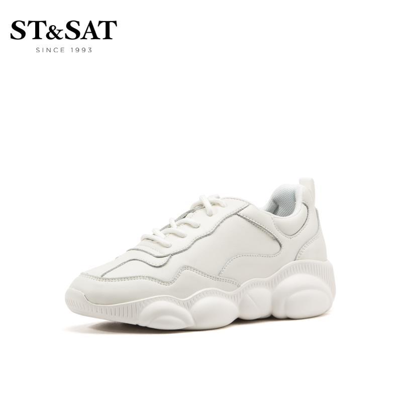 星期六(ST&SAT)夏季新款小白鞋休闲透气老爹鞋女鞋SS92112534 40白色 37码