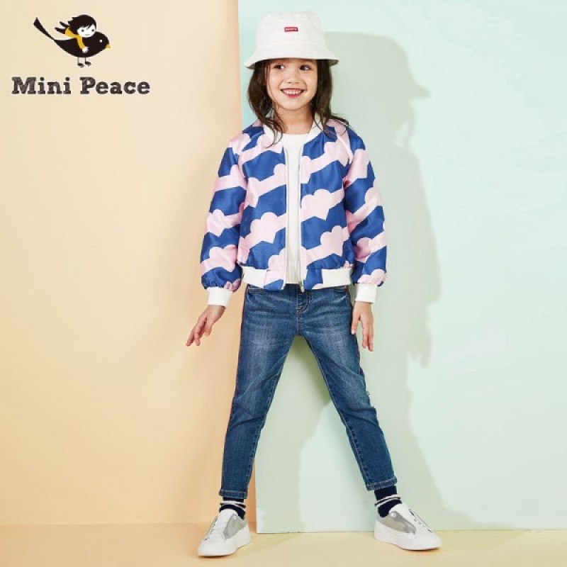 minipeace太平鸟童装女童夹克外套甜美可爱儿童棒球服短款春_0 110(110/52) 花色
