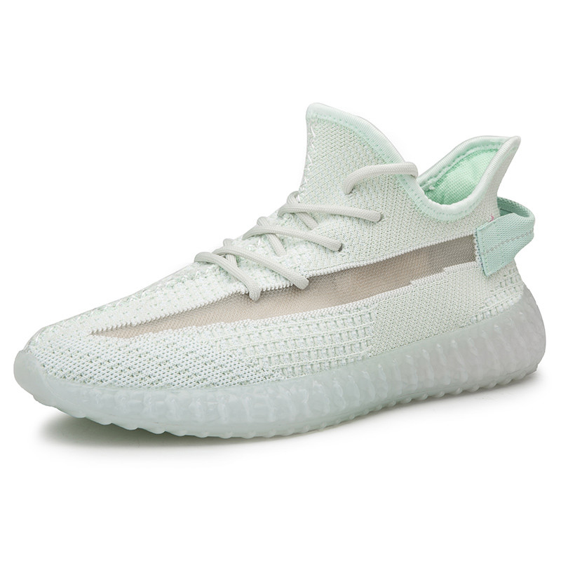 350v2椰子鞋男情侣鞋满天星夏季韩版百搭网面透气运动休闲鞋2019新款软底跑步鞋女 冰山绿 43码