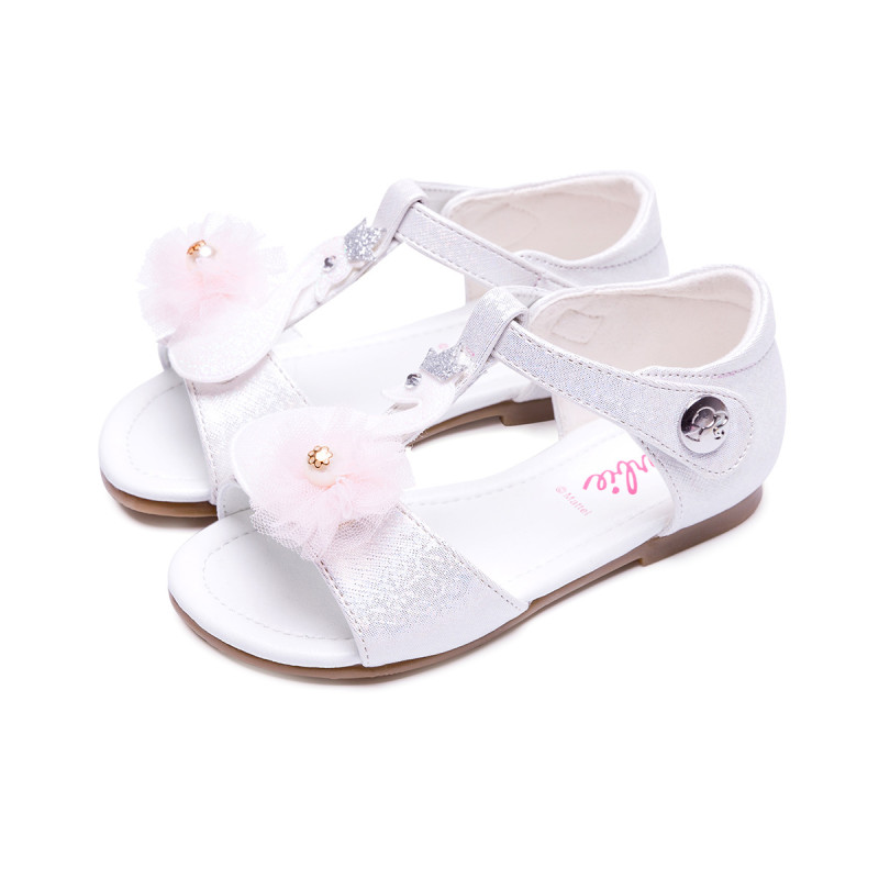 芭比女童凉鞋公主时装儿童凉鞋 白色 26码/16.0cm