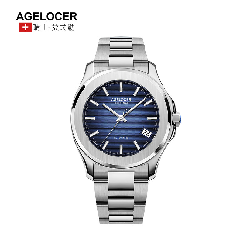 瑞士Agelocer艾戈勒品牌手表 男士自动机械表 夜光防水男表 全景背透 瑞士手表 潮流男表 6304A9