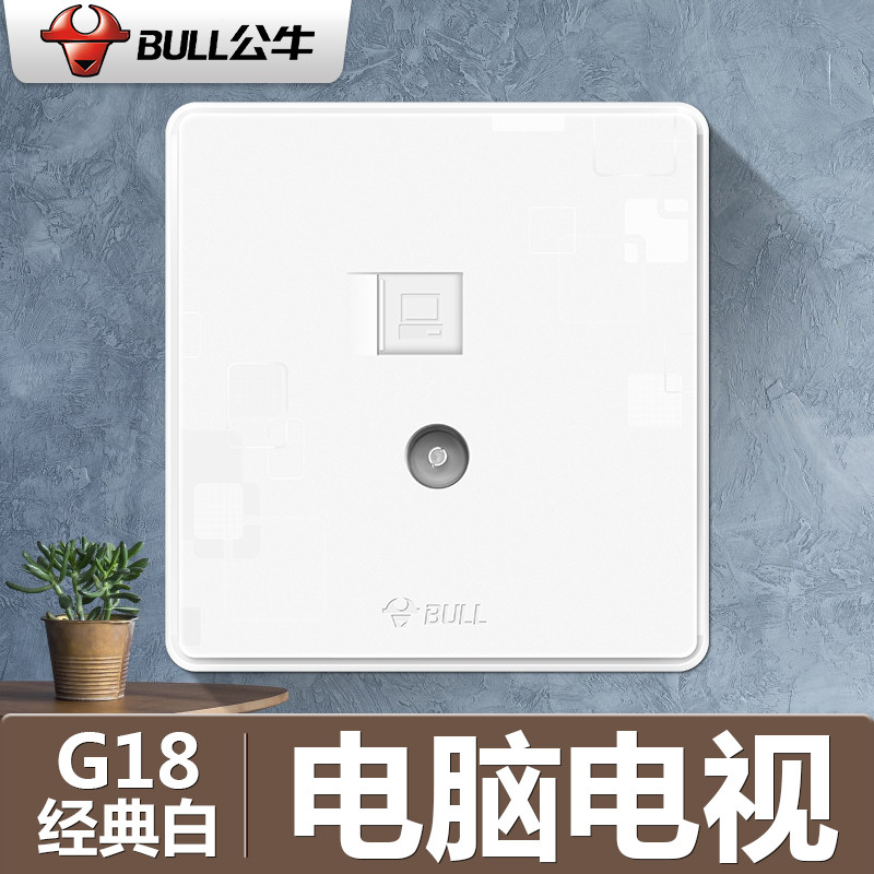 bull公牛86型开关插座G12白五孔单开双控二开空调16A墙壁电脑电源插座开关面板套餐 电视电脑 G12白