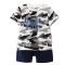 卡伴(Curbblan)儿童夏季迷彩英文字母儿童通用短袖纯棉T恤套装适合身高80-120cm儿童 卡其色 120cm