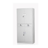 鸿业盛大简约现代中二斗双节文件柜850L*390W*1800H环保喷塑储物柜带锁可调节层板办公室大容量 银色