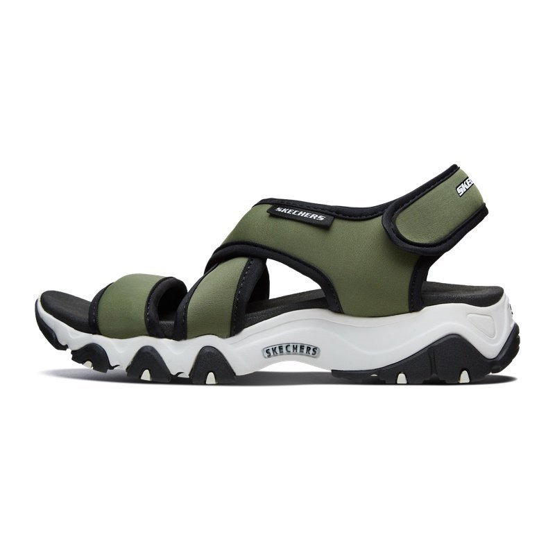 Skechers/斯凯奇女鞋夏季厚底增高熊猫凉鞋魔术贴沙滩鞋88888341 橄榄绿/OLV 35