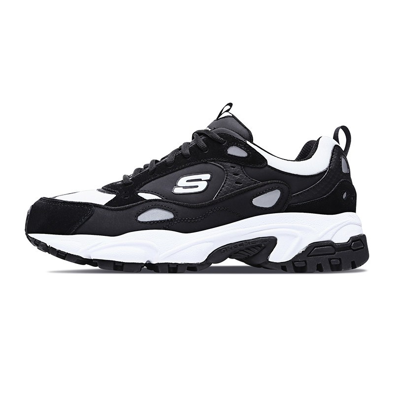 Skechers斯凯奇男鞋NEXT乐华七子同款老爹鞋休闲鞋666058 黑色/白色/BKW 45