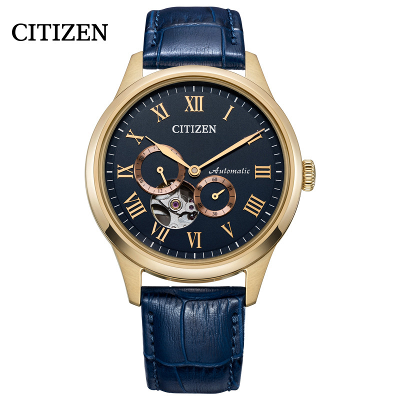 西铁城(CITIZEN)手表自动机械经典复古皮带玫瑰金表壳情侣男表NP1023-17L