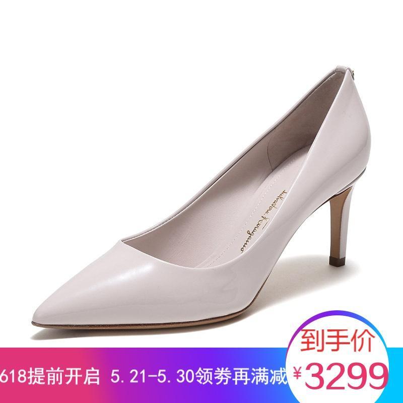 Salvatore Ferragamo 菲拉格慕 女士漆皮尖头高跟鞋 0703282 灰白色 5C