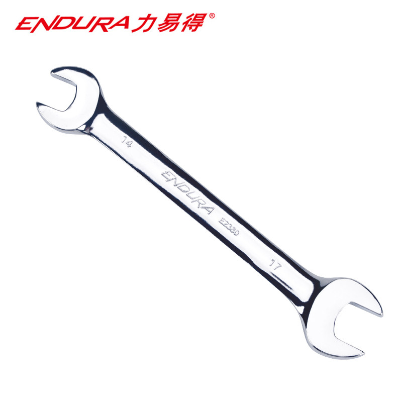 力易得（ENDURA）全抛光铬钒钢双开扳手 双头呆扳手17*19mm 货号E2382