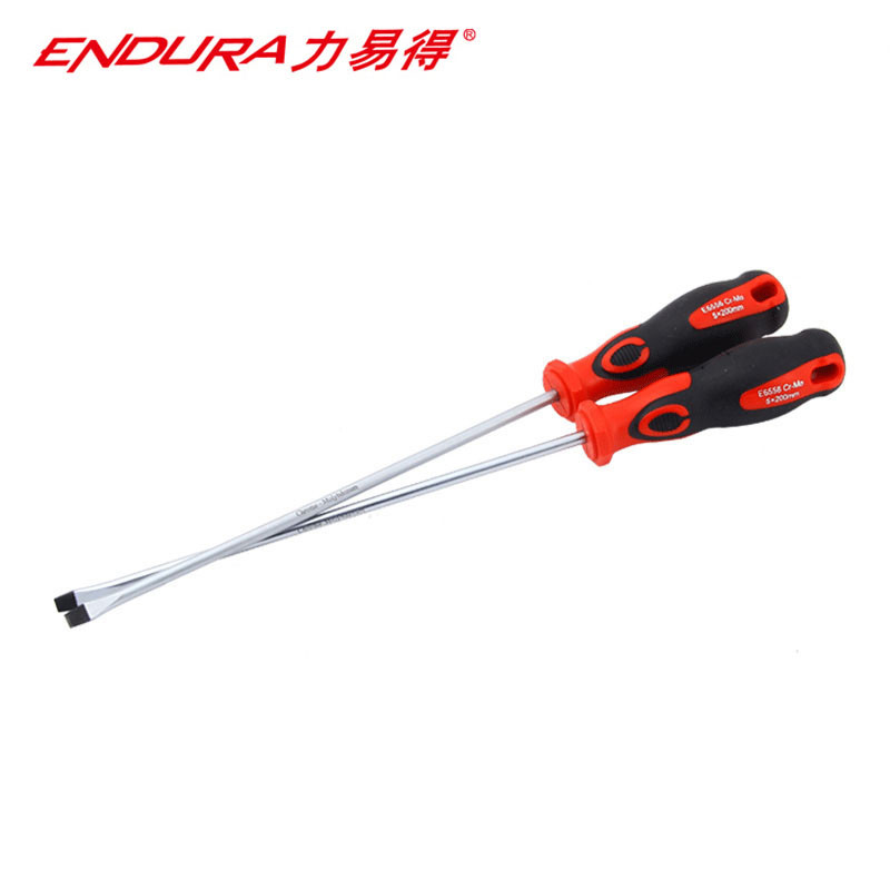力易得（ENDURA）一字型橡塑柄螺丝批 磁性螺丝刀 起子改锥 5x200mm 货号E6556