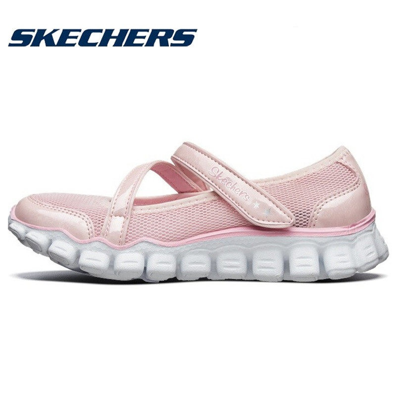Skechers斯凯奇童鞋2019女童玛丽珍搭带休闲鞋轻盈舒适透气布公主鞋996460_4 浅粉色/LTPK 31.5