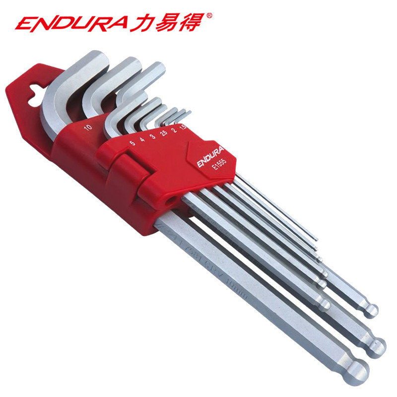 力易得（ENDURA）9件套公制加长球头内六角 内六角扳手组套 E1555