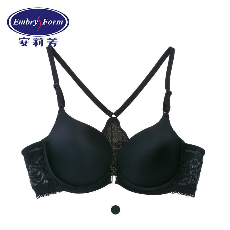 安莉芳 无痕光面内衣女前排扣美背聚拢小胸舒适文胸EBW0021 黑色 70A