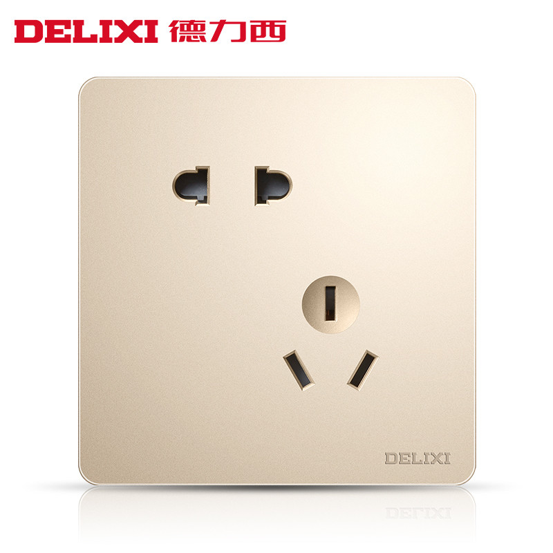 德力西(DELIXI)开关插座面板 电源插座CD821 香槟金系列 其他86型插座面板 五孔插座套装 CD821香槟金