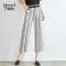 娅丽达女裤阔腿裤女夏条纹宽松垂感高腰职业休闲九分高腰薄款裤子_1 27 黑色A0
