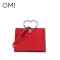 欧米OMI包包女2019新款时尚简约单肩斜挎包韩版百搭金属环手提包 红色