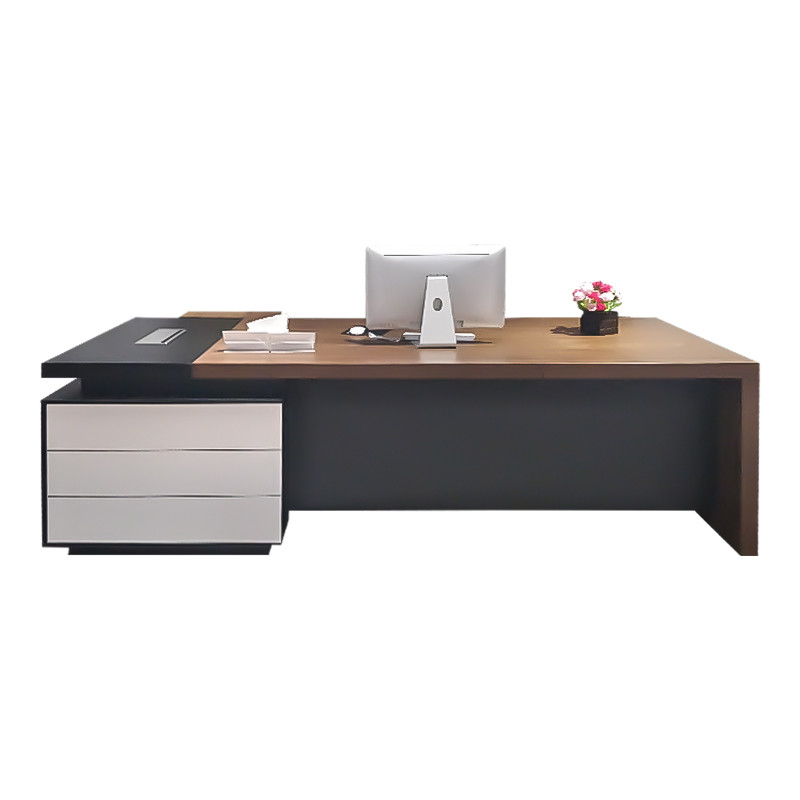 富和美(BNF)66D2404办公家具办公桌老板桌经理行政桌子办公台大班台总裁台办公桌2400L*2000W*760H 棕色