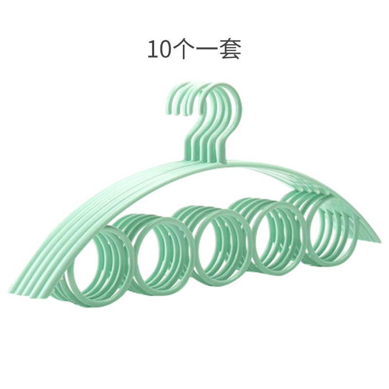 盛洁雅(Senjya) 日式简约成人塑料无痕衣架女晾衣挂衣橱柜收纳晾晒 五环衣架欧绿