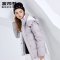 波司登冬季羽绒服女短款2018新款女士厚款保暖鸭绒外套 180/100A 浅灰色8139