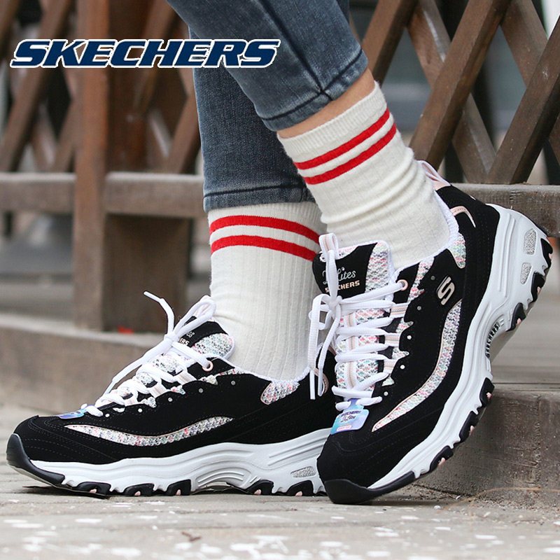 SKECHERS(斯凯奇)2019D\’LITES系列时尚绑带运动鞋春季女子休闲鞋1314 13144/BKLP 37