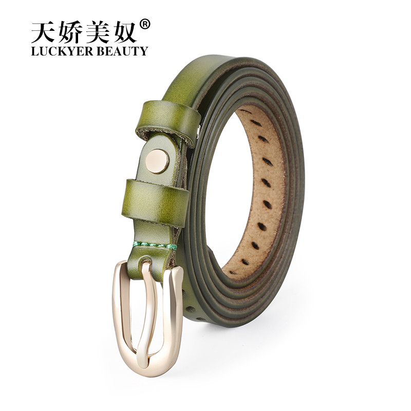 男士皮带正品自动扣时尚休闲裤带青年商务韩版潮牛皮裤腰带_UHKJm4 统一尺码 绿色