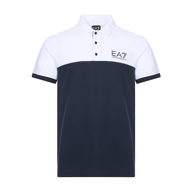 EMPORIO ARMANI EA7 阿玛尼 男款棉质短袖POLO衫 3GPF04 PJ61Z 1100-白色海军蓝 S