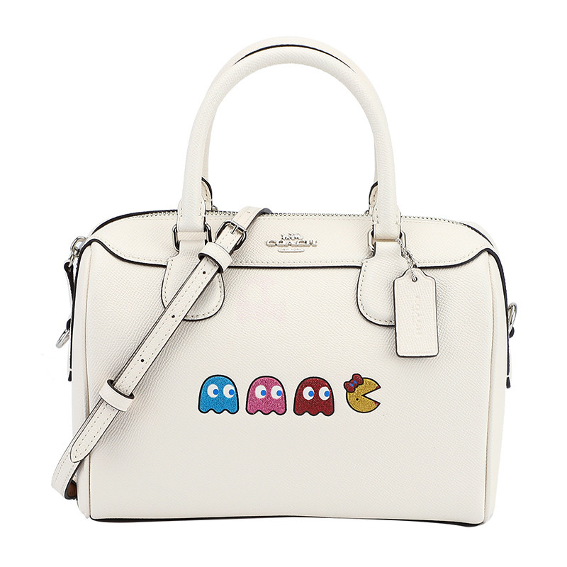 COACH 蔻驰 奢侈品 欧美时尚女士手提包白色皮革手提单肩斜挎桶包