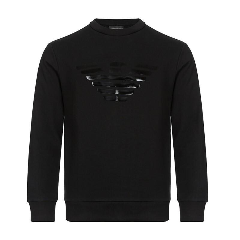 EMPORIO ARMANI 阿玛尼 男士混纺圆领长袖卫衣运动衫 3G1M79 1J07Z 0004-黑色 L