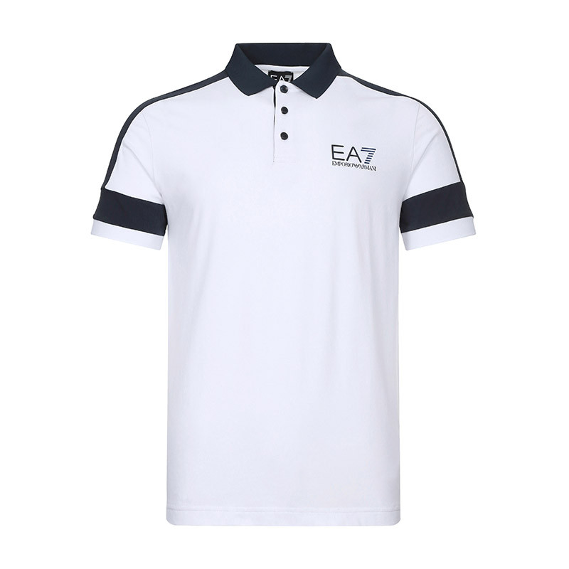 EMPORIO ARMANI EA7 阿玛尼 男款棉质短袖POLO衫 3GPF87 PJ03Z 1100-白色夜蓝色 L