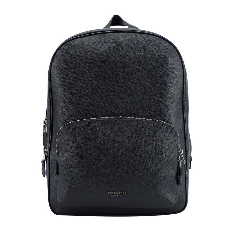 COACH 蔻驰 奢侈品 欧美时尚男士单肩包商务黑色皮革单肩双肩背包 黑色