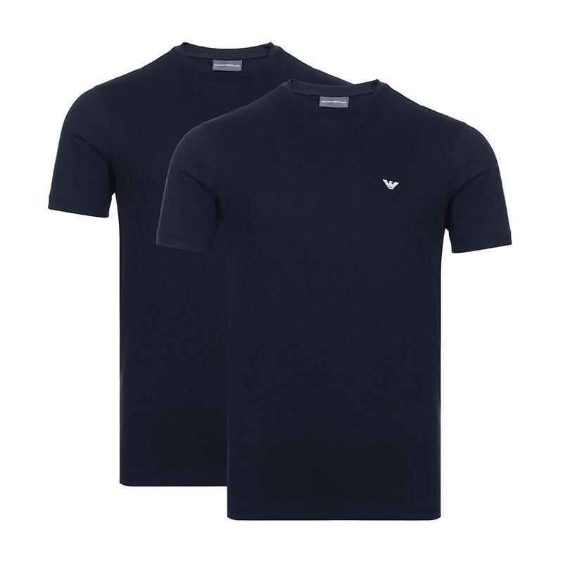 EMPORIO ARMANI 阿玛尼 男士棉质短袖T恤衫二件套装 8N1D61 1JNQZ 0939-深蓝色 S