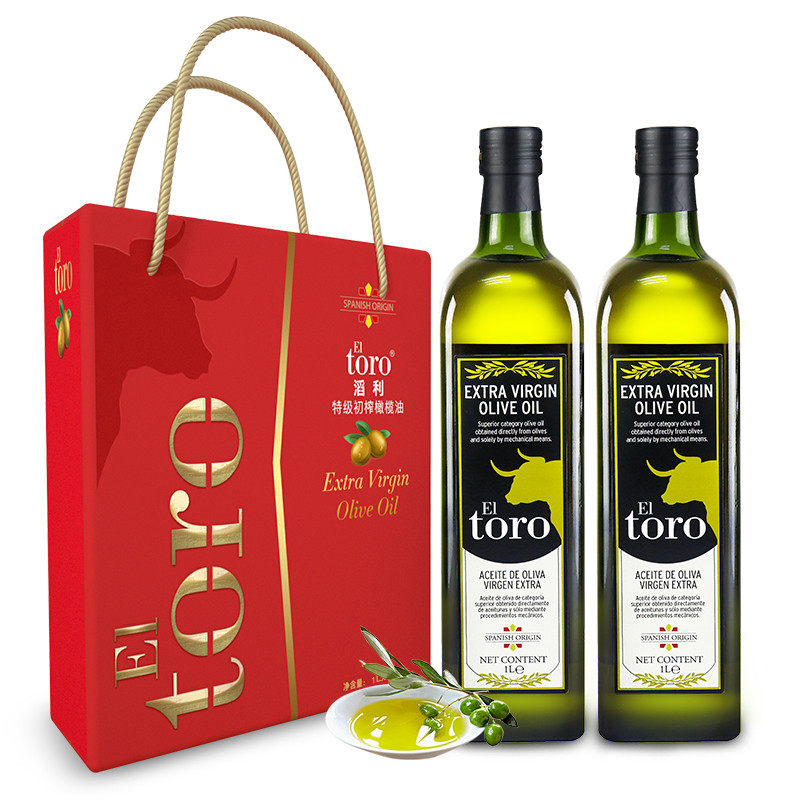 滔利EL TORO特级初榨橄榄油食用油西班牙进口 1L*2瓶 礼盒装