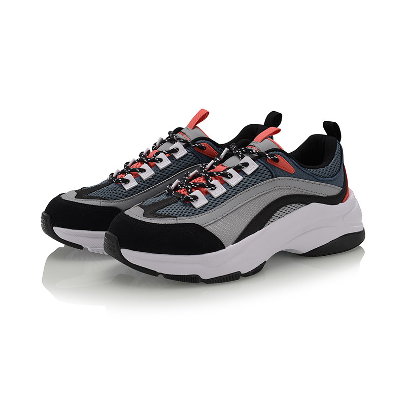 李宁极光风行男子经典休闲鞋AGCP075-5 AGCP075-5革灰蓝+标准黑+凝雪灰 43码