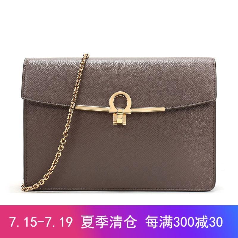 Salvatore Ferragamo 菲拉格慕 女款牛皮手拿包单肩斜挎包 22D697 0715709-灰色