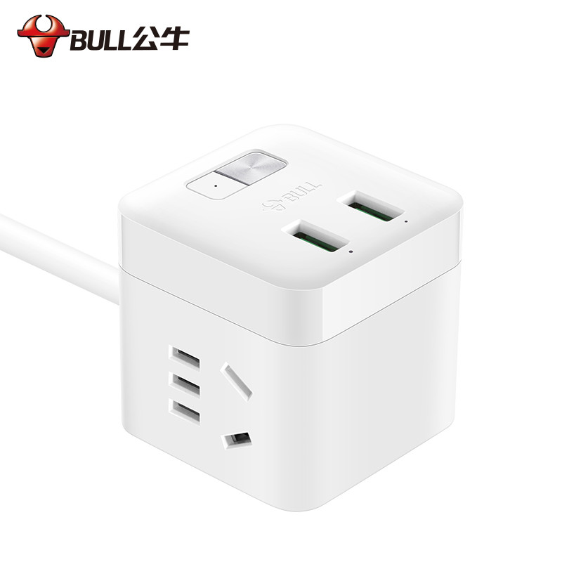 公牛防过充小魔方USB延长线插座GNV-UU312T