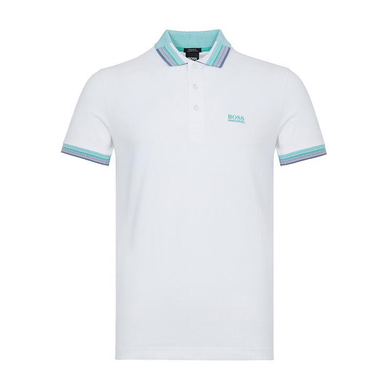 HUGO BOSS 雨果博斯 男款棉质短袖POLO衫 50410513 100-白色 S
