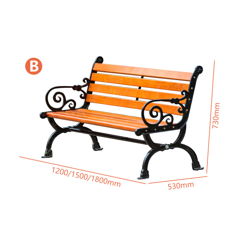 富和美(BNF)公园椅户外长椅休闲靠背双人广场座椅庭院花园小区铸铝塑木长凳子96长椅 B款1.8米