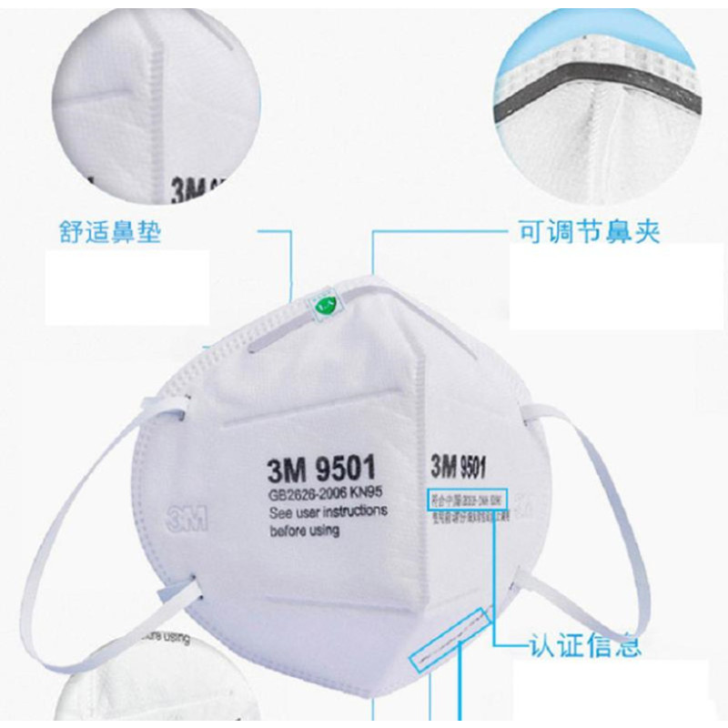 3M 9502 KN95头带式折叠式防护口罩 50只/盒 单盒价格 白色