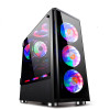 金河田峥嵘Z20台式机电脑主机箱游戏水冷全侧透钢化玻璃ATX电脑机箱配6个彩虹风扇