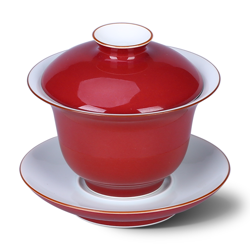 景德镇陶瓷盖碗单个大号茶杯纯色功夫茶具茶碗泡茶器套装