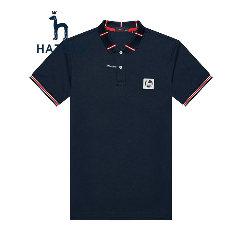 哈吉斯HAZZYS2019春夏新款T恤男柔软舒适质感POLO衫 190/112A_56 藏青色NV