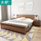木帆 床 实木床 北欧双人床 高箱储物床 1.8米标准单床+床头柜*1