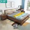 木帆 床 实木床 北欧双人床 高箱储物床 1.8米标准单床+床头柜*2