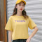 碧芮短袖t恤女2019新款夏季半袖印花春装条纹ins潮宽松衣服女装上衣 均码 黄色073