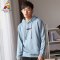 稻草人连帽卫衣男2019秋季新品潮流印花男装外套宽松纯色运动衣服 2XL 浅蓝色