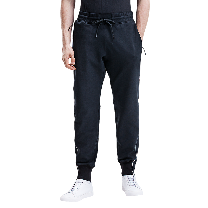 HOTSUIT秋季新品男士撞色拼接针织长裤简约透气秋季休闲运动裤5962014 矿物黑 3XL
