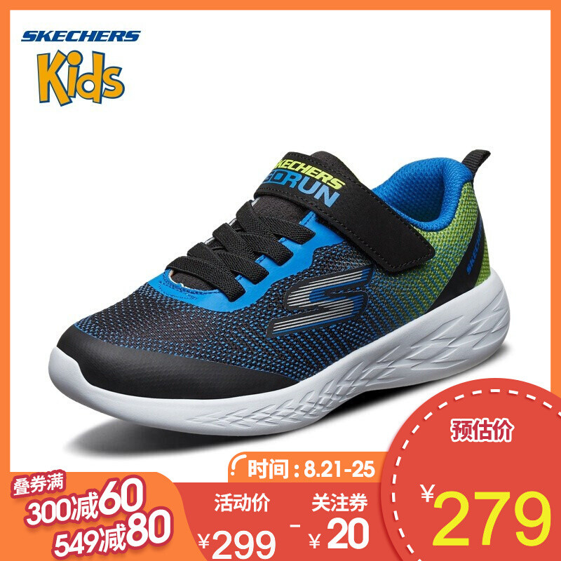SKECHERS(斯凯奇)男鞋休闲鞋-97867L-BBLM 黑色/蓝色/柠檬色/BBLM 35