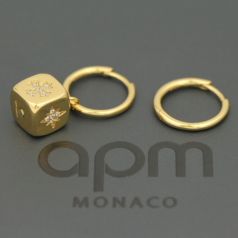 apm MONACO不对称金黄色骰子耳环 时尚金AE11812OXY